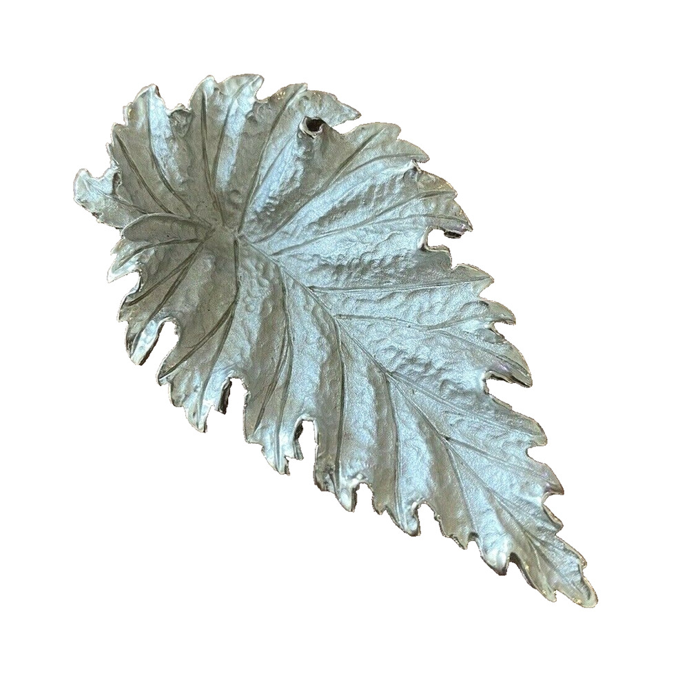 Vintage Tona Brooch Silver Tone Textured Dimensional Leaf Pin Mod Statemnet Pin